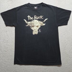 Vintage T-shirt WWF The Rock Wrestling Size Medium Double-Sided Big Logo